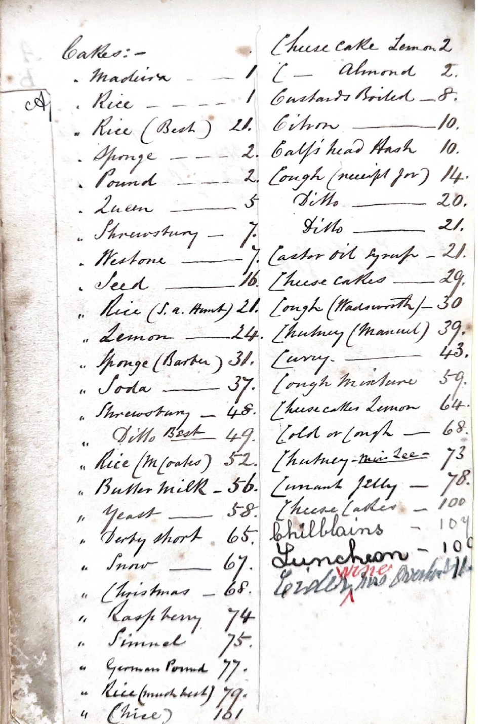 Allott recipe book index 'C'