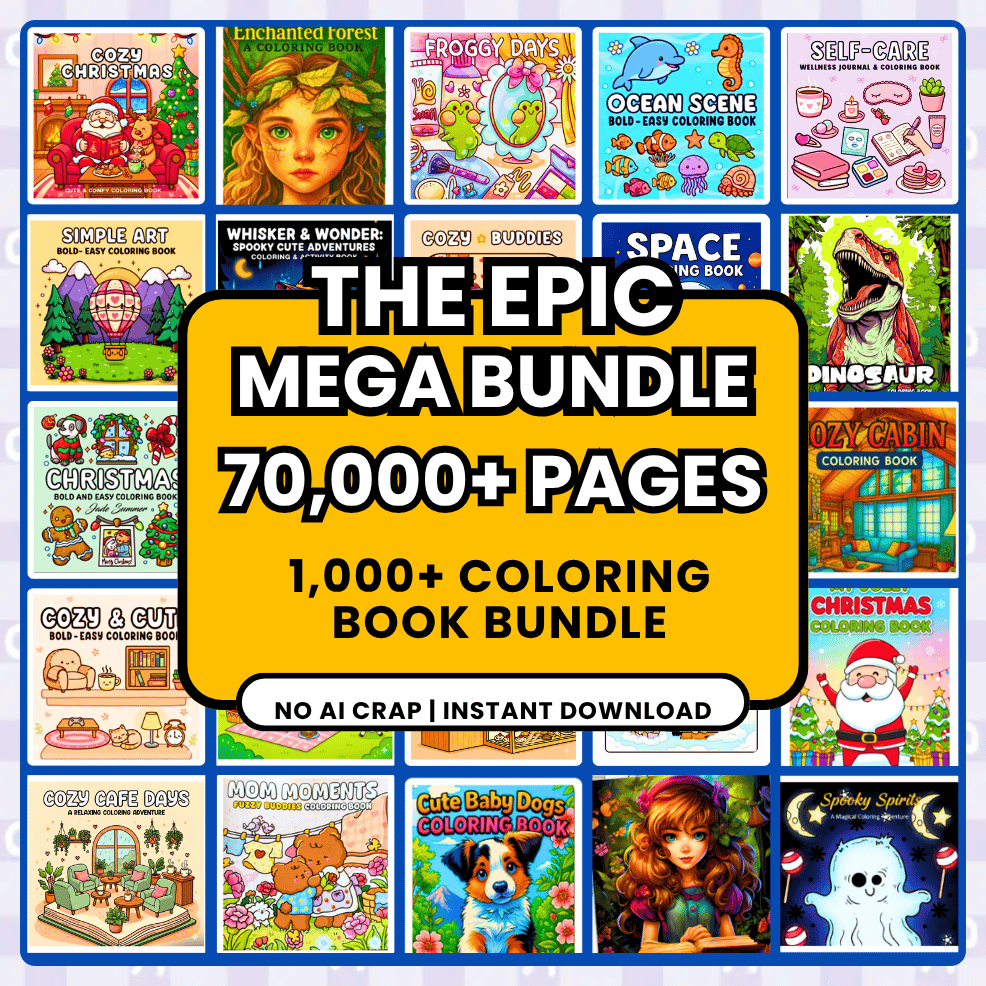 70,000 Pages Coloring Book Ultimate Bundle 1,000 Books Cute Cozy Kawaii ...