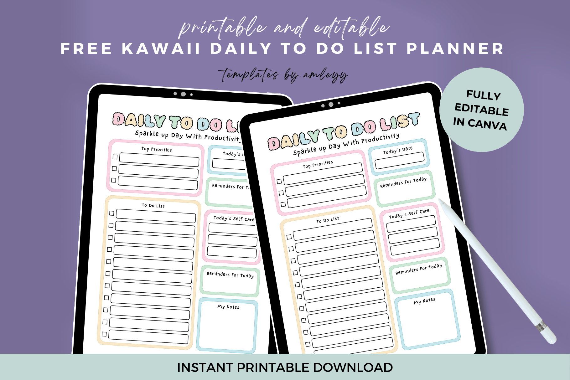 Free Kawaii Daily To Do List Planner Template - Payhip
