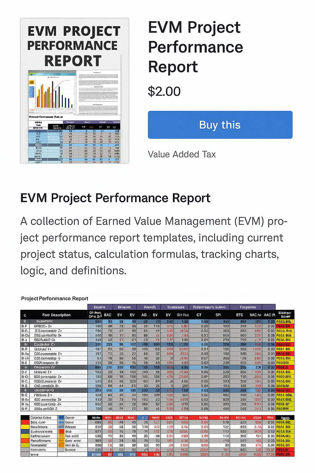 Earned Value Management (EVM) Excel Template – Project Performance ...