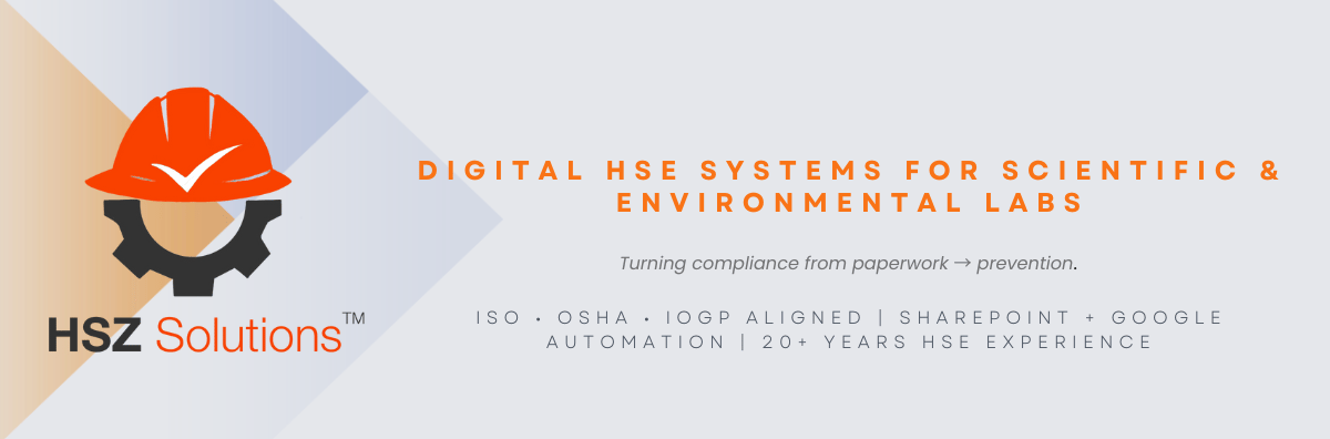 ISO 45001 & ISO/IEC 17025–aligned safety systems built for real operations — from free demos to full SharePoint automation packs.