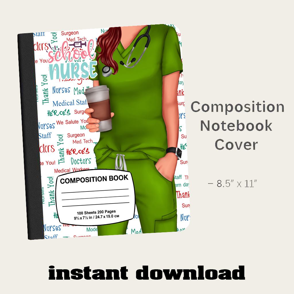 nurse notebook cover, nurse composition notebook, nurse png design, nurse journal cover, medical notebook png, printable nurse cover, nurse planner design, healthcare gift, nurse digital art, nursing student notebook, medical stationery, digital download,