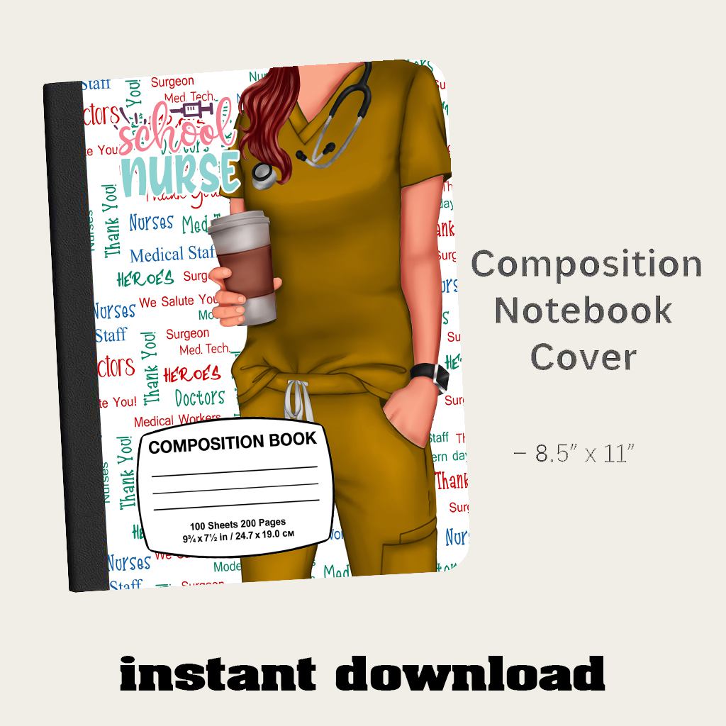 nurse notebook cover, nurse composition notebook, nurse png design, nurse journal cover, medical notebook png, printable nurse cover, nurse planner design, healthcare gift, nurse digital art, nursing student notebook, medical stationery, digital download,