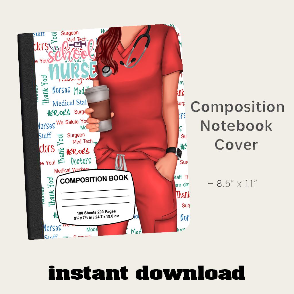 nurse notebook cover, nurse composition notebook, nurse png design, nurse journal cover, medical notebook png, printable nurse cover, nurse planner design, healthcare gift, nurse digital art, nursing student notebook, medical stationery, digital download,