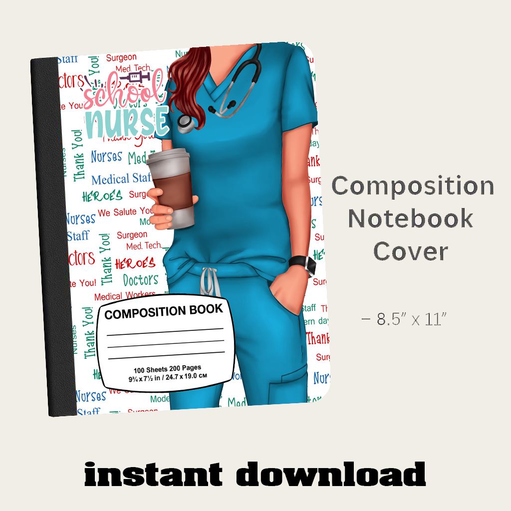 nurse notebook cover, nurse composition notebook, nurse png design, nurse journal cover, medical notebook png, printable nurse cover, nurse planner design, healthcare gift, nurse digital art, nursing student notebook, medical stationery, digital download,