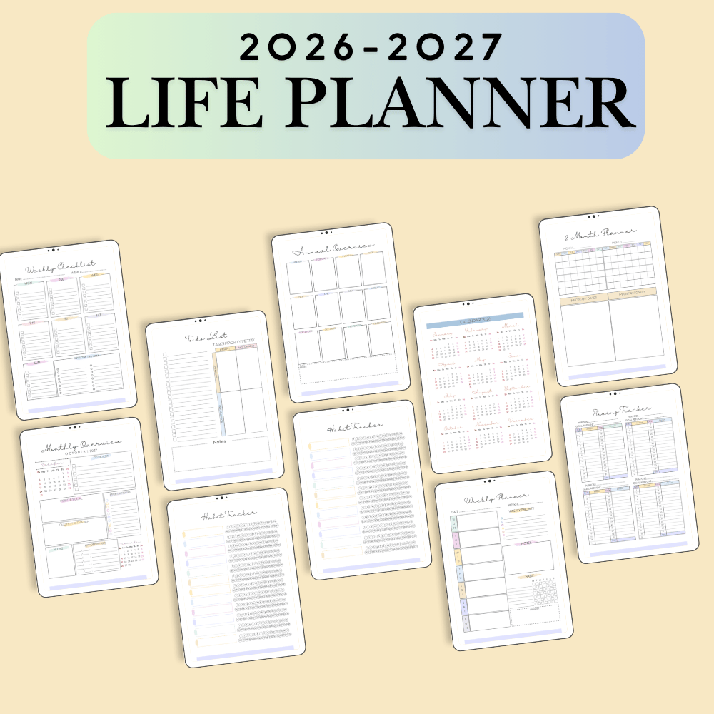 Digital planner preview displayed on tablet for Goodnotes and Notability users.