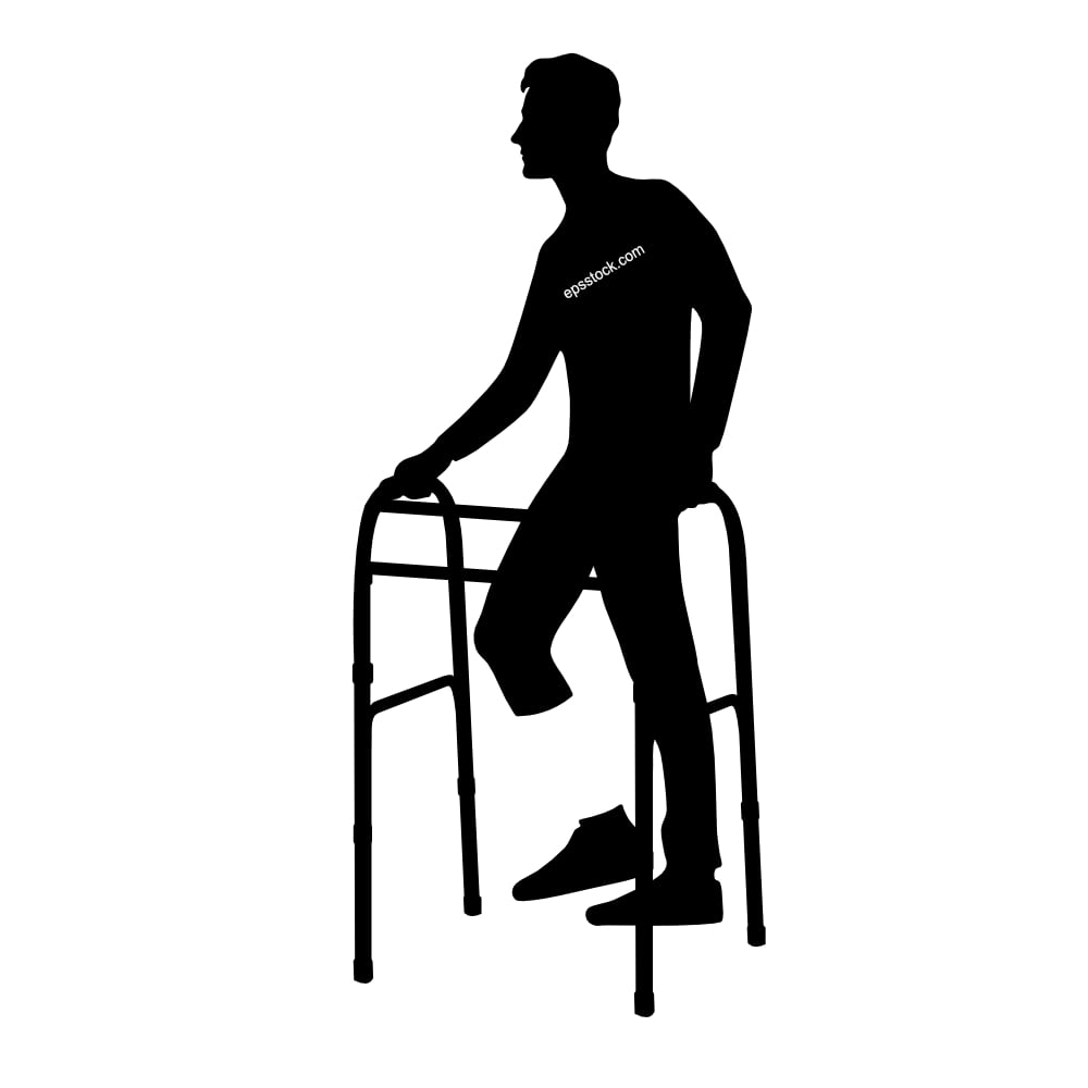 man with walking aid