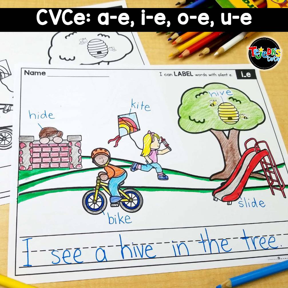 Labeling Pictures Kindergarten 1st Grade | PHONICS Writing Paper CVC Digraphs