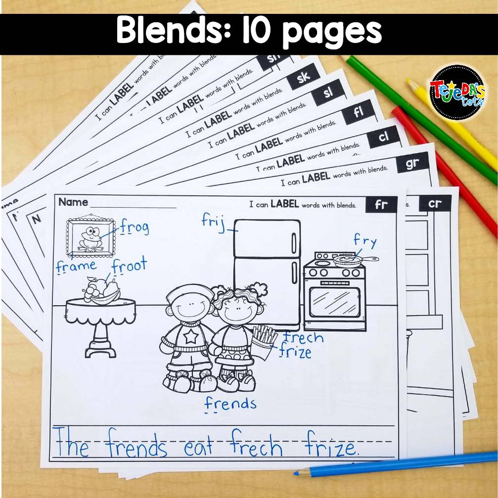 Labeling Pictures Kindergarten 1st Grade | PHONICS Writing Paper CVC Digraphs