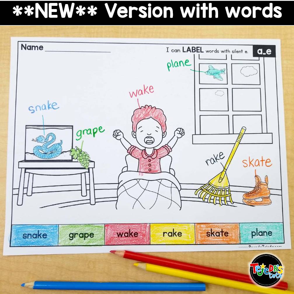 Labeling Pictures Kindergarten 1st Grade | PHONICS Writing Paper CVC Digraphs