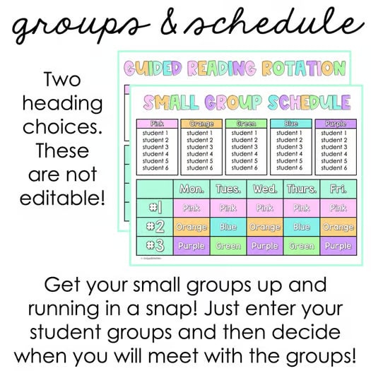 Guided Reading Schedule and Display | Reading Level & Test Tracker | Editable