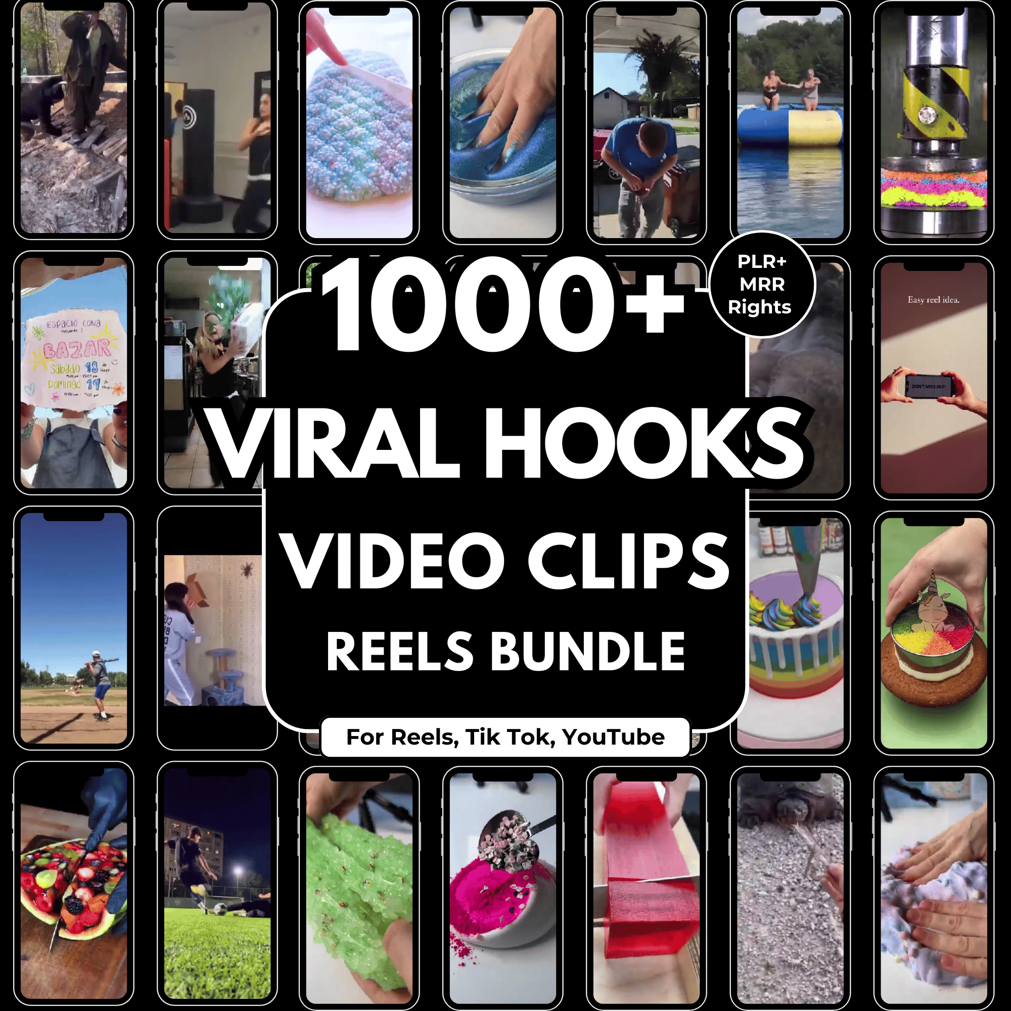 1000 Viral Hook Videos Bundle PLR MRR Resell Rights TikTok Reels Shorts ...