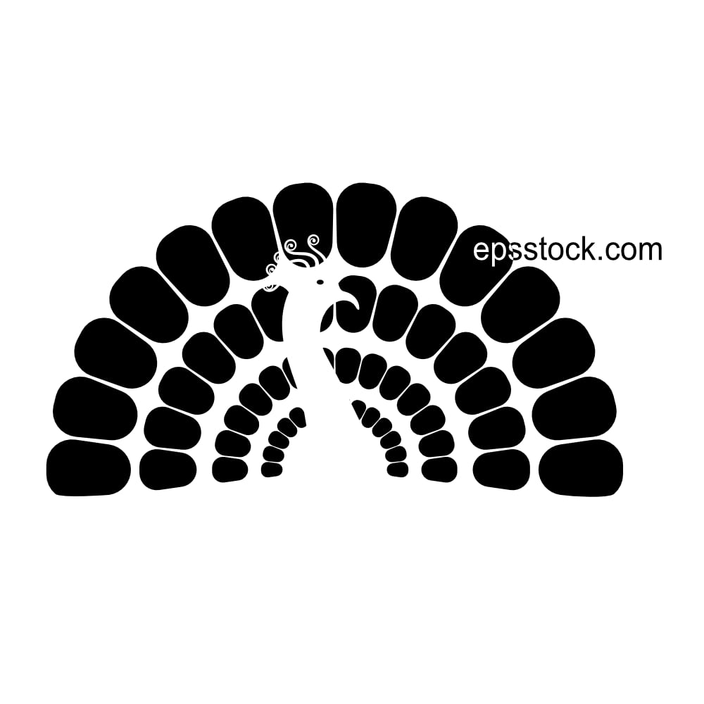 Peacock emblem, black isolated silhouette