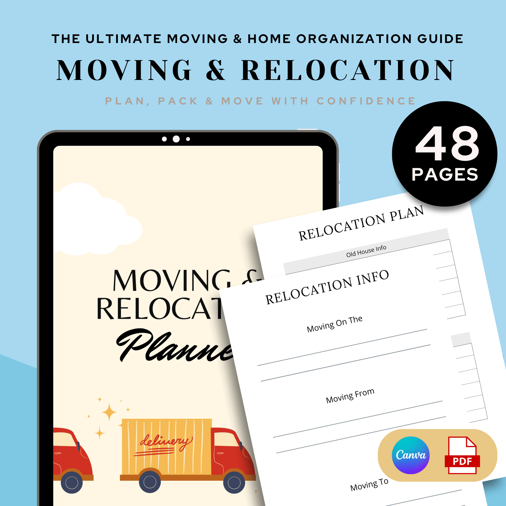 Moving and Relocation Planner | 48-Page Home and Moving Organizer ...