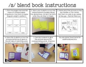 Cut & paste mini books: s, r, & l blends - Speech therapy / articulation BUNDLE