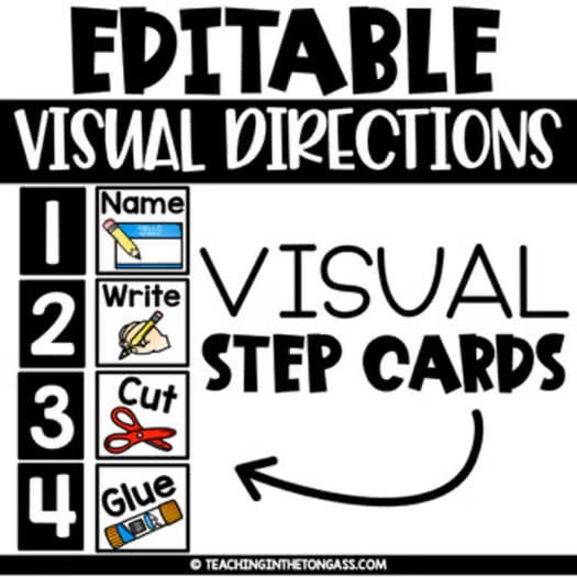 Editable Visual Direction Cards Supplies You Will Need Picture Steps