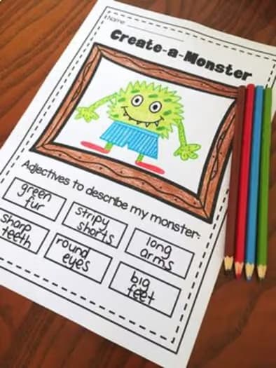 Nouns, Adjectives & Verbs Printable Worksheet BUNDLE - Kindergarten First Second