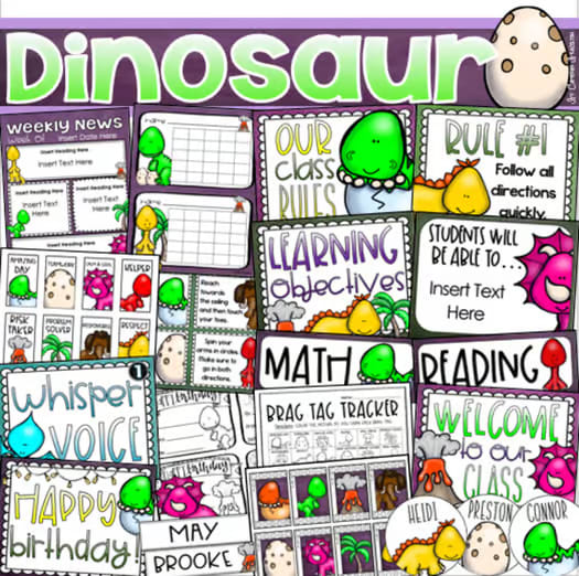 Dinosaur Dino Theme Classroom Decorations and Management Mega Bundle