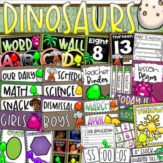Dinosaur Dino Theme Classroom Decorations and Management Mega Bundle