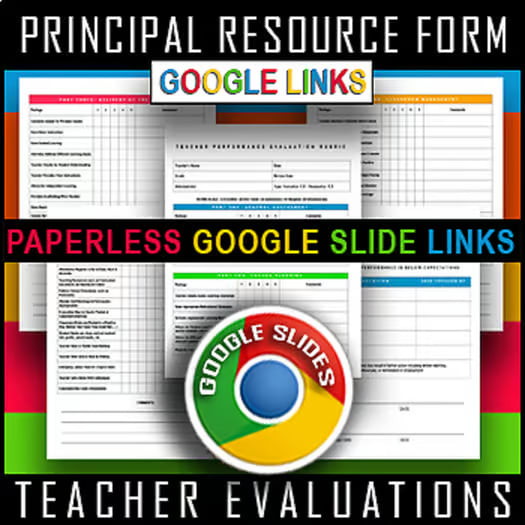 Teacher Evaluation Rubric Principals Administrators GOOGLE SLIDE LINKS