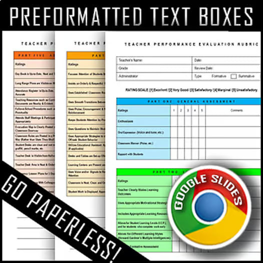Teacher Evaluation Rubric Principals Administrators GOOGLE SLIDE LINKS