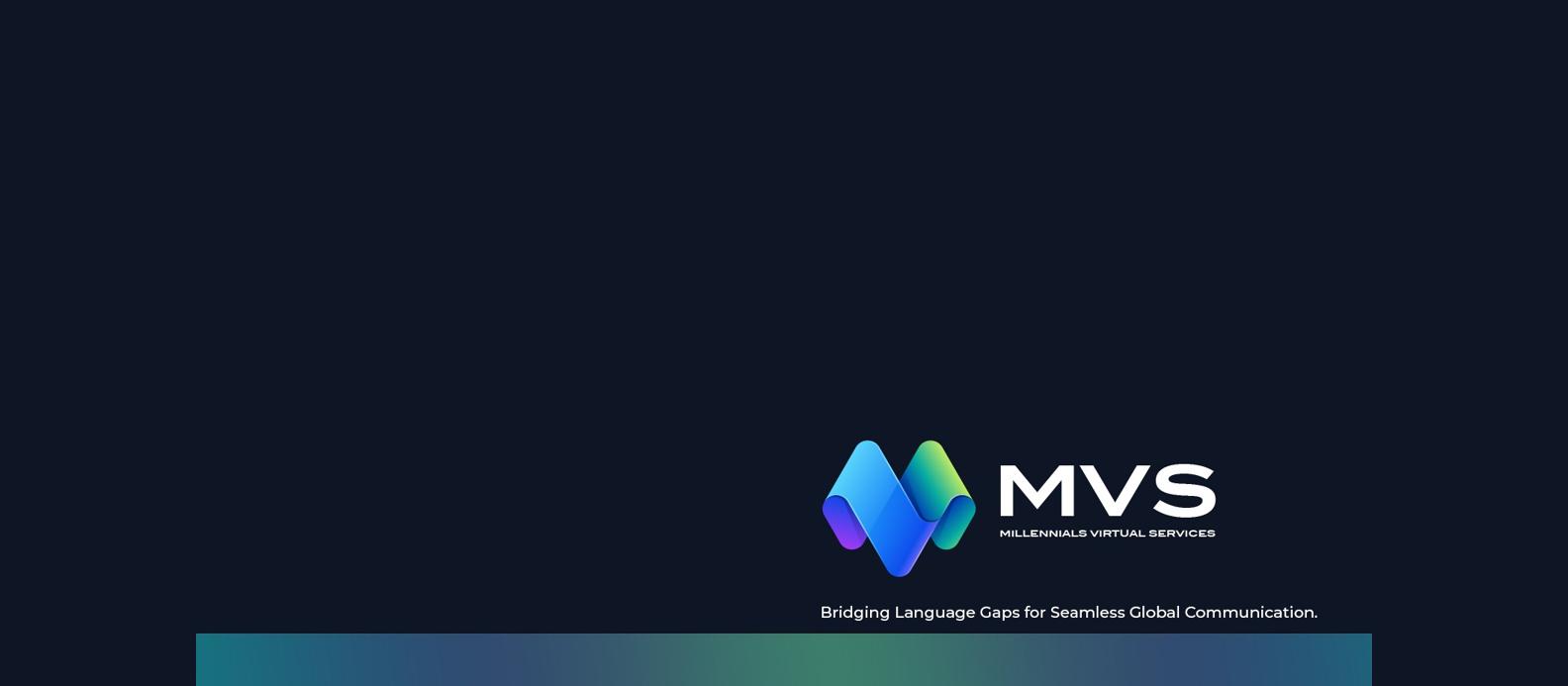 Millennials Virtual Services logo banner with the slogan 'Bridging Language Gaps for Seamless Global Communication' on a dark background