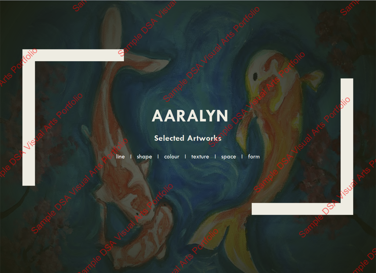 Sample Portfolio for DSA Visual Arts - Cover Page