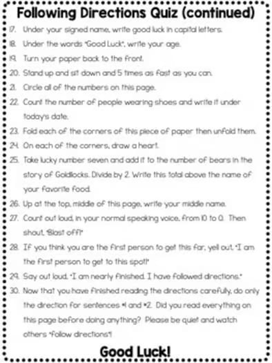 APRIL FOOLS DAY Teacher Prank Following Direction Quiz