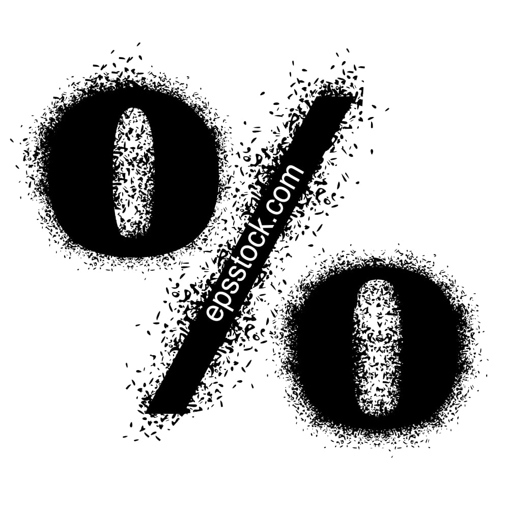 percent sign with spray paint drops