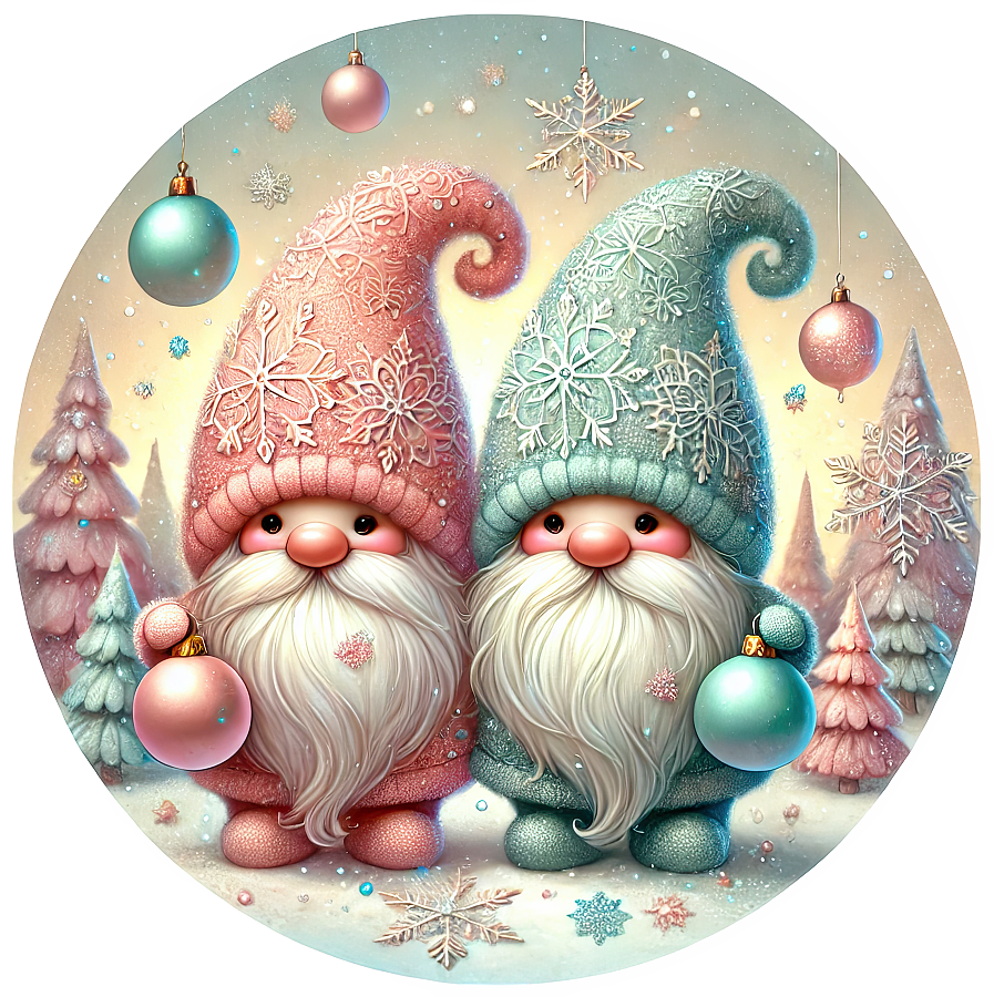 Elegant Pastel Christmas Gnome Art Set