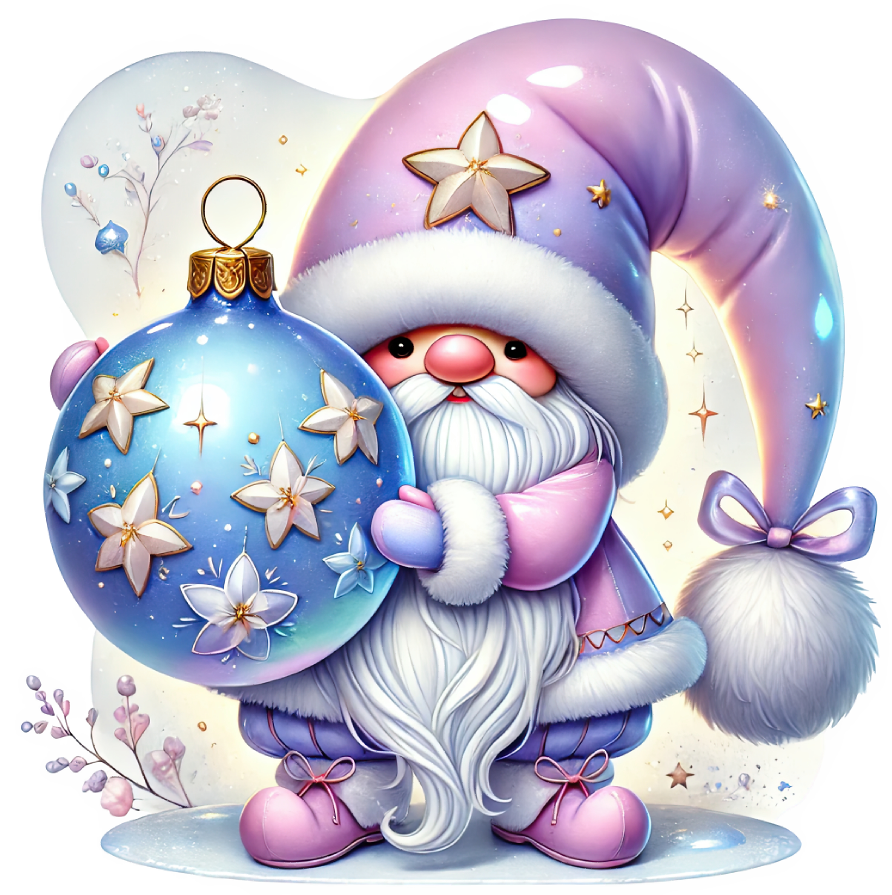 Elegant Pastel Christmas Gnome Art Set