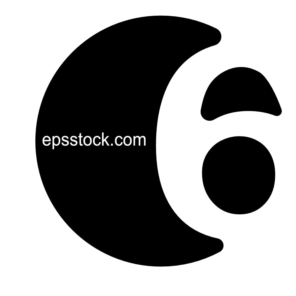 number 6 Logo,  black isolated silhouette