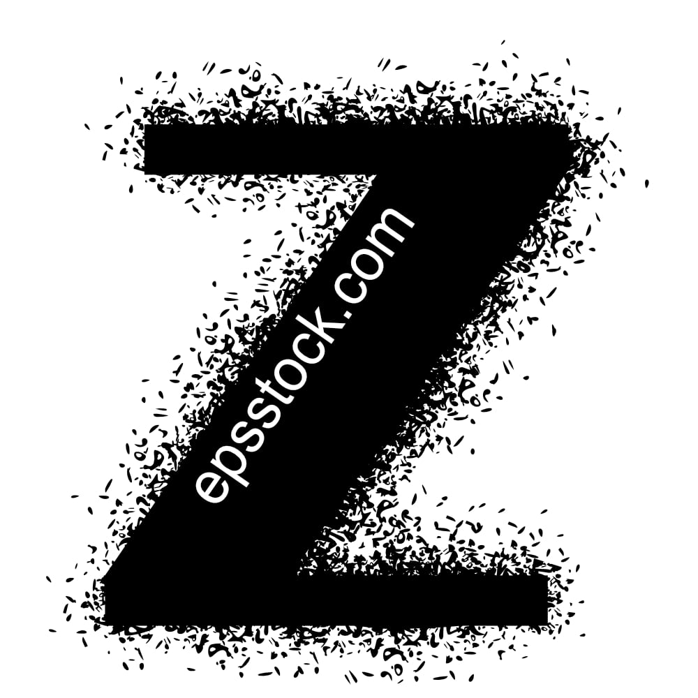 letter Z with Spray Paint Drips, black isolated silhouette