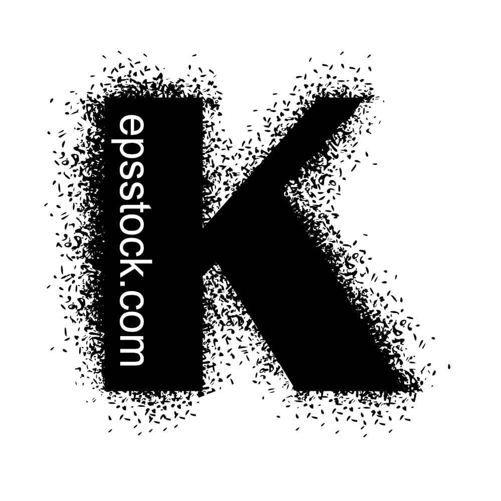 letter K with Spray Paint Drips, black isolated silhouette