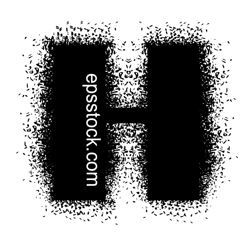 letter H with Spray Paint Drips, black isolated silhouette