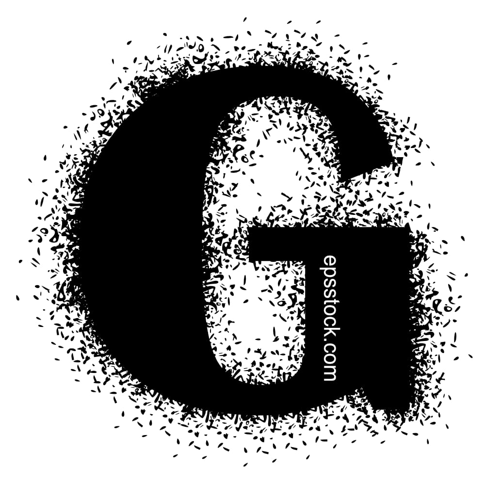 letter G with Spray Paint Drips, black isolated silhouette