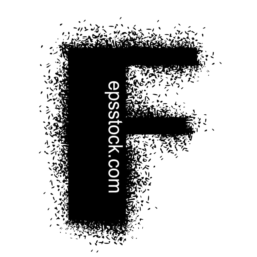 letter F with Spray Paint Drips, black isolated silhouette