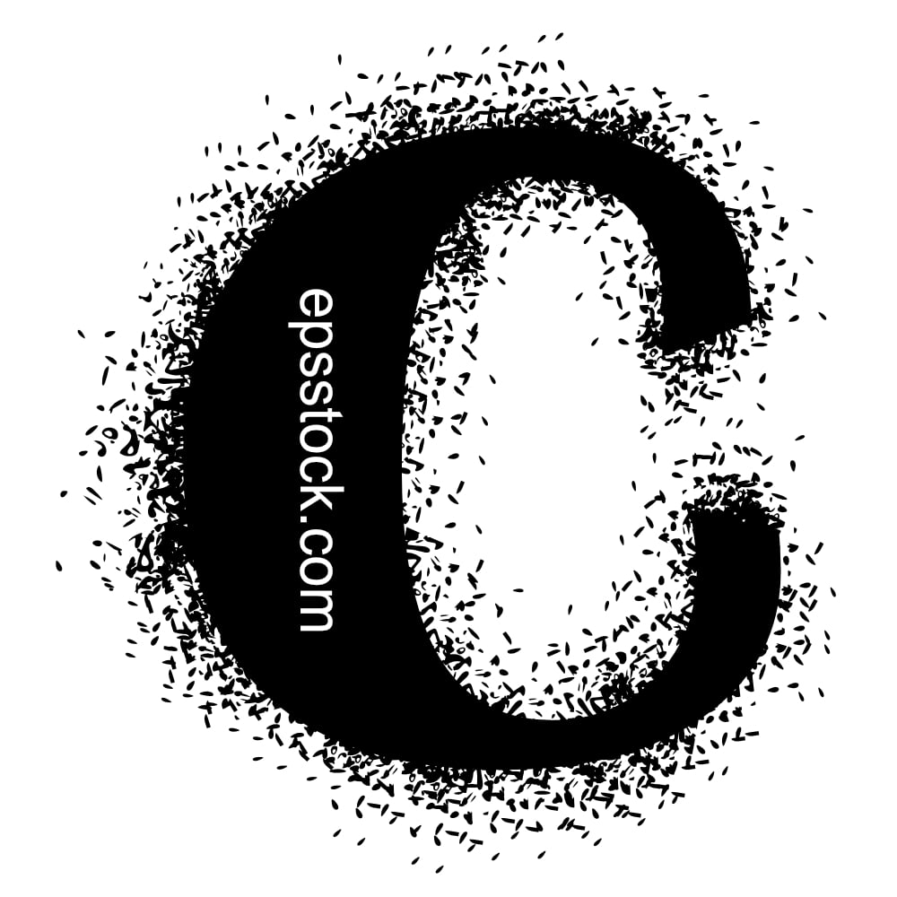 letter C with Spray Paint Drips, black isolated silhouette