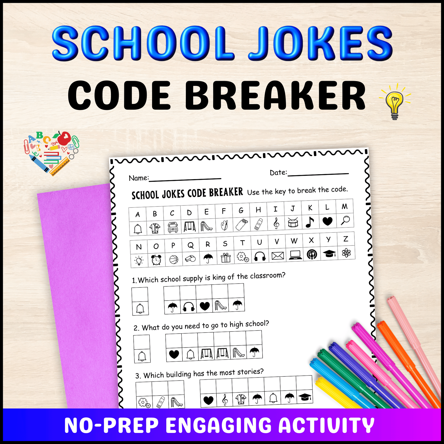 School Jokes Cryptogram Code Breaker Worksheets for Back to School - Payhip