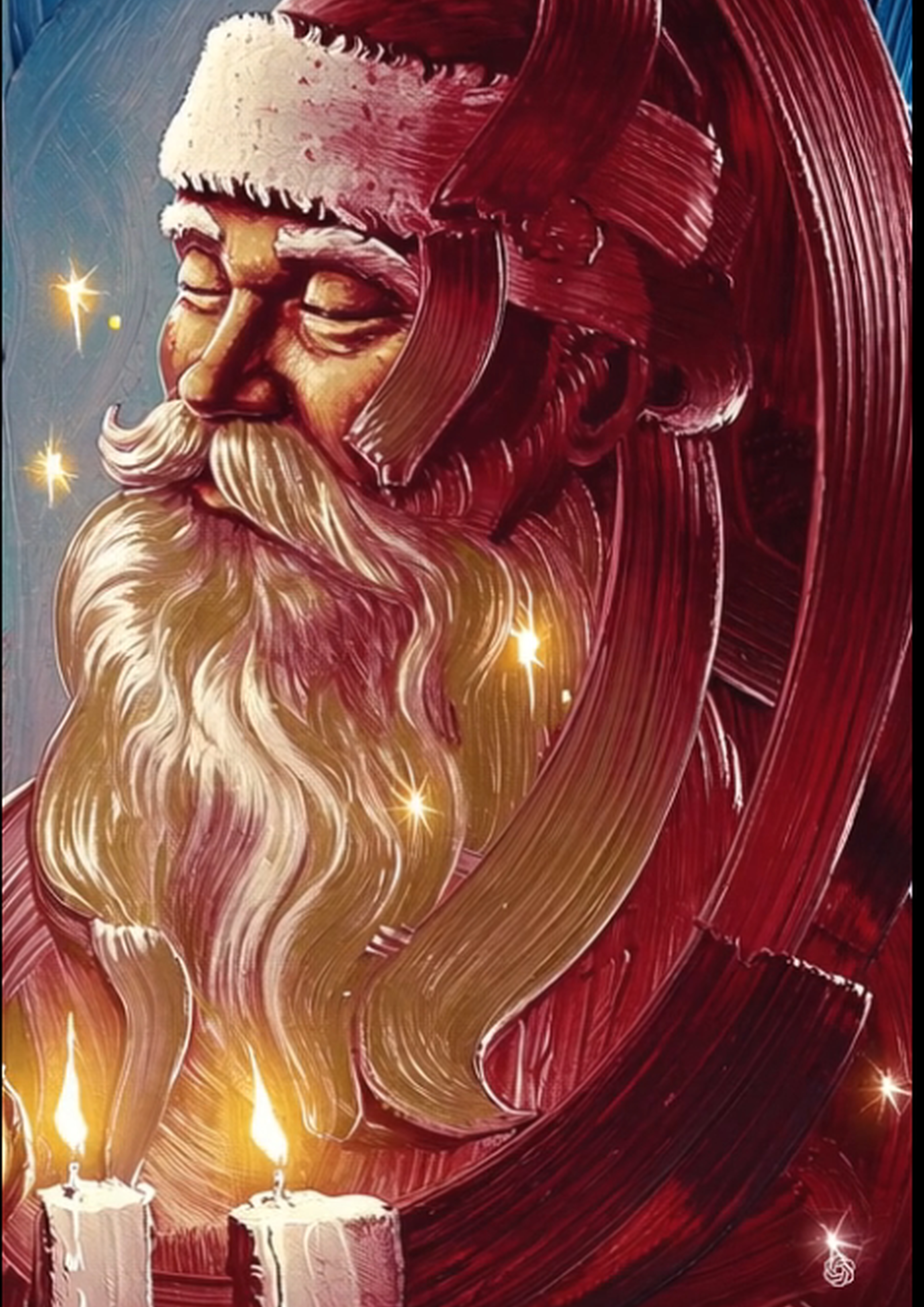 Santa Brushstroke Wall Art Set | Abstract Red & Gold Christmas Prints ...