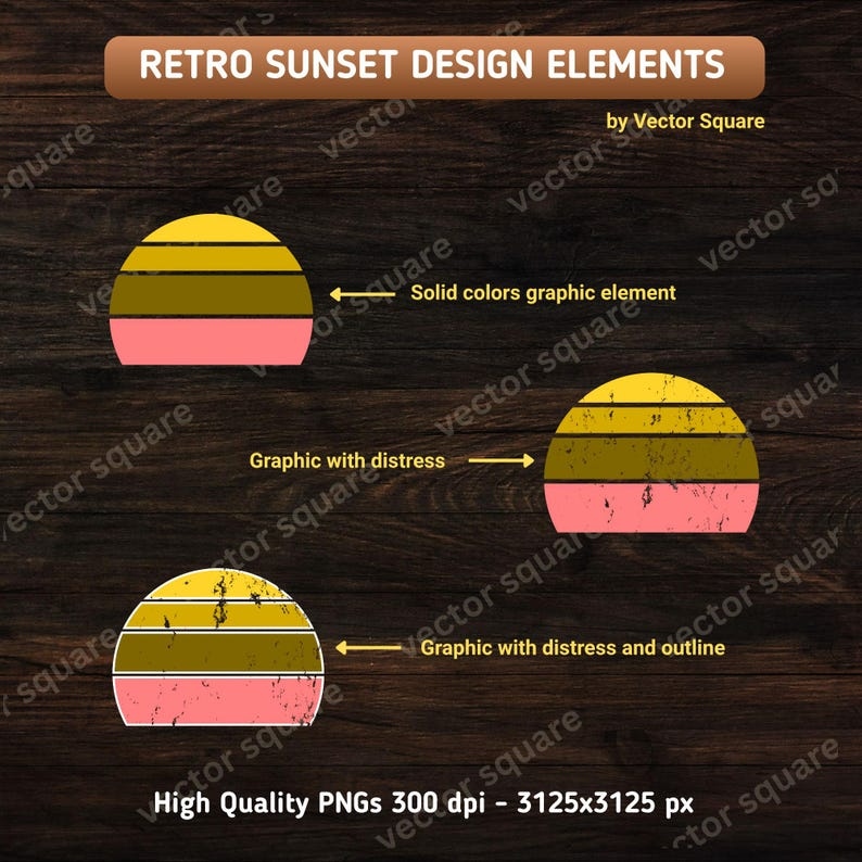retro sunset design elements