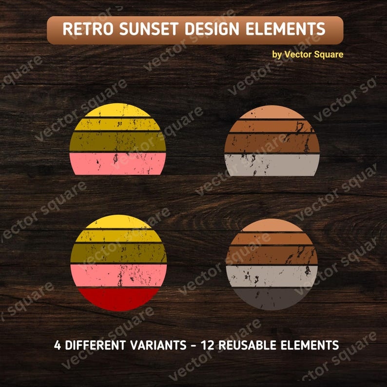 retro sunset design elements