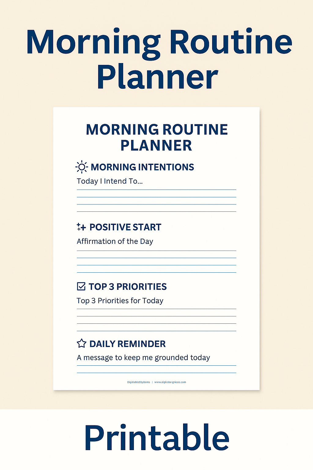 Morning Routine Planner | Printable Daily Intention & Productivity Page ...