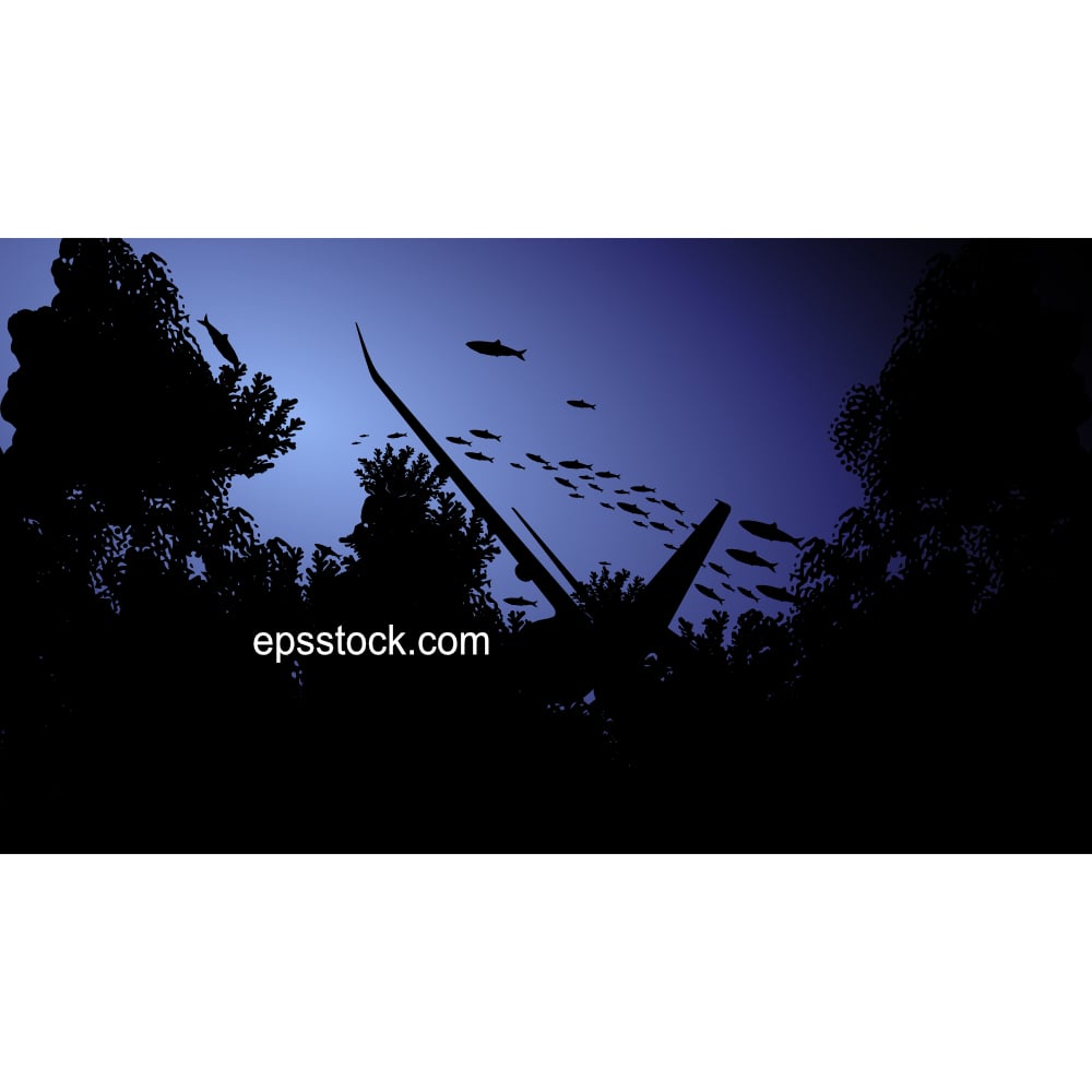 sunken airplane in the ocean