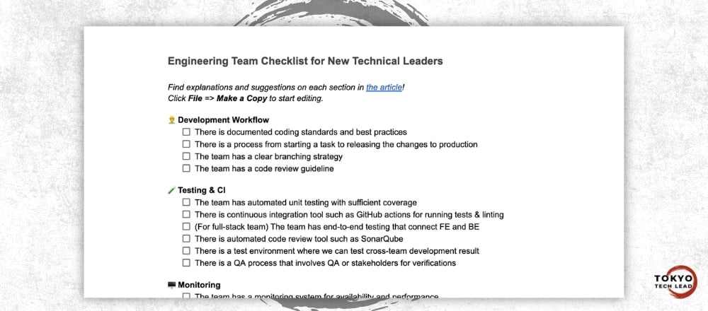 Engineering Team Checklist for New Technical Leaders - Payhip