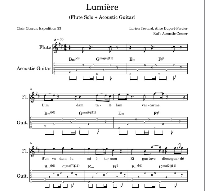 Lumière - Clair Obscur Expedition 33 - Lorien Testard, Alice Duport-Percier (Flute Solo PDF)