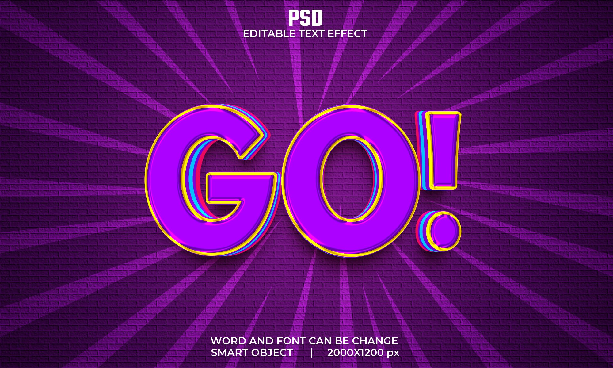 Adobe Photoshop "Go" text effect for all types of advertising, banners and 3D flyers