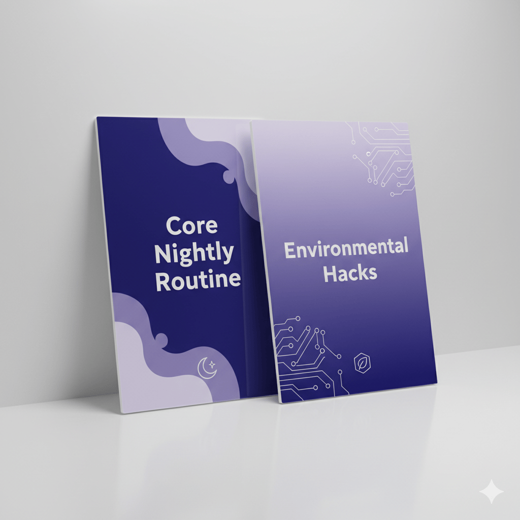 6-Pillar Deep Sleep Routine PDF cover for busy professionals to fall asleep faster.