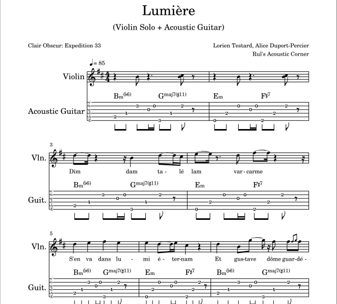 Lumière - Clair Obscur Expedition 33 - Lorien Testard, Alice Duport-Percier (Violin Solo PDF)