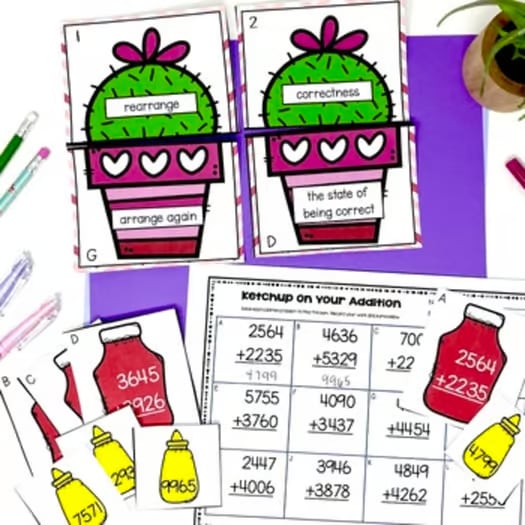 Fourth Grade Math Centers and Literacy Centers Hands On Activities with Holidays